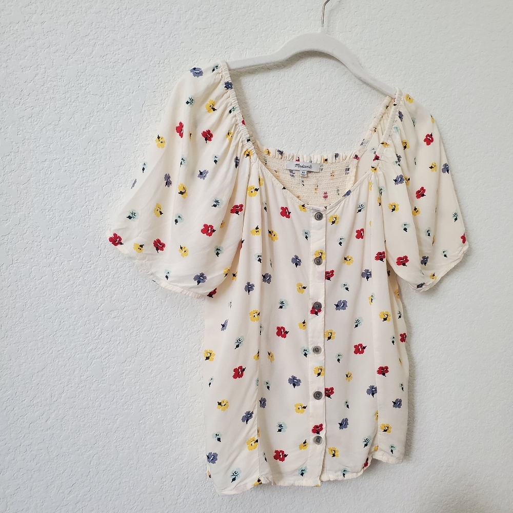 Madewell Floral Boho Cottagecore Viscose Seamed Button Down Shirt XS - Picture 16 of 16